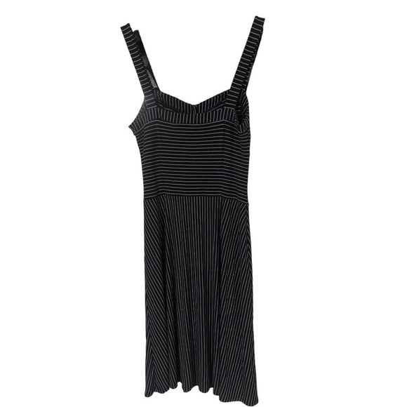 Ann Taylor LOFT Navy Striped Ruched Chest Stretchy & Soft/Strappy Midi Dress 10 - Picture 4 of 8